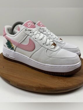 Nike Air Force 1 ‘07 SE “Catechu” Low White Pink Canvas Sneakers